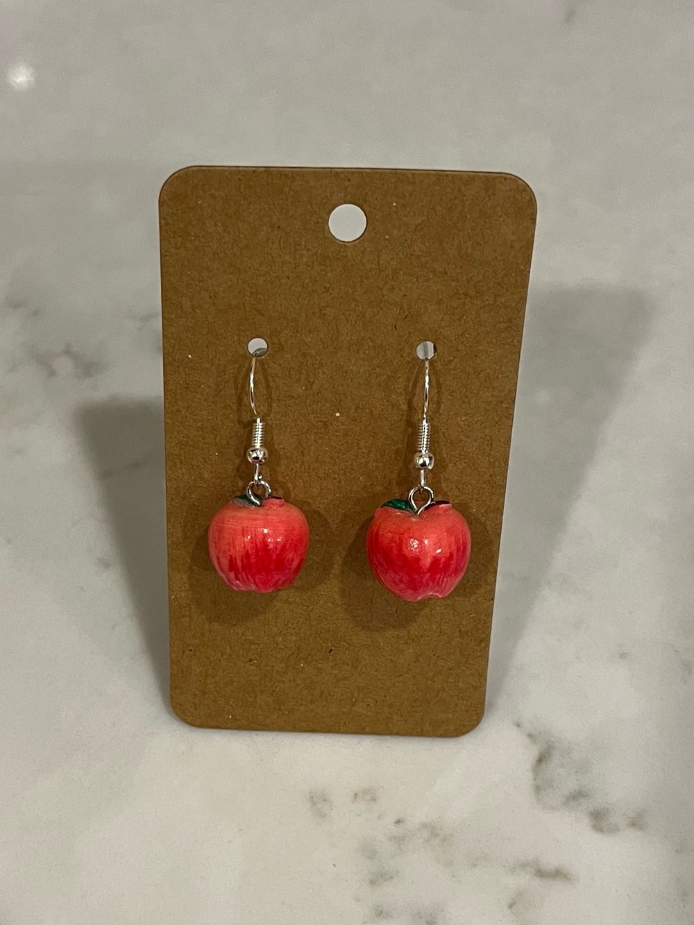 2/$15- Handmade Red Apple Dangle Earrings - Women Jewelry